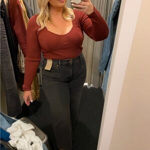 Madewell Wide Rib Sweater - Brown - sz M